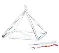 Pirámide musical de cristal transparente con percutor de cristal y correa for colgar, ideal for meditación de yoga y baño de sonido.(6inch)