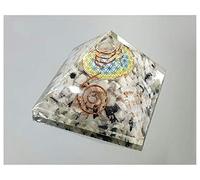 Pirámide Orgonita 7x7cm Feng Shui y Flor de la Vida Lapislázuli Cuarzo Blanco Cuarzo Rosa Piedra Luna Ojo Tigre Amatista Shungit Turmalina Resina Selenita (Piedra Luna)