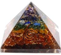 Pirámide Orgonita Piedras Multicolor 7X7cm Chakras con Espiral y Virutas Transforma Energía Negativa a Positiva Orgonite Feng Shui