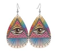 Pirámide Triangular Del Ojo Que Todo Lo Ve De Dios Pendiente Cuero Moda Pendiente De Piel Ligeros Pendientes Para Mujer Aniversario