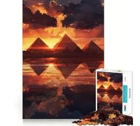 Pirámides al Atardecer Rompecabezas de 1000 Piezas para Adultos, Juguete para ejercitar la Mente, Juego de Interior, Pieza de Arte de Corte preciso (50x75cm)
