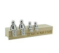 Pirantin Idea de 20 aniversario - 20 años hicimos un adorno de metal familiar - Elige tu caja de combinación familiar y el grano de madera puede variar (2 niños)