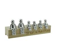 Pirantin Idea de 20 aniversario - 20 años hicimos un adorno de metal familiar - Elige tu caja de combinación familiar y el grano de madera puede variar (4 niños)