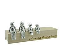 Pirantin Idea de 6º aniversario - 6 años hicimos un adorno de metal familiar - Elige tu caja de combinación familiar y el grano de madera puede variar (2 niños)