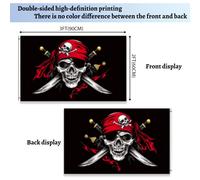 Pirata 3x5 Pies - Cara con Bandana y Huesos , 100% Poliéster, Costuras Reforzadas, 2 Ojales de Latón para Uso en Exteriores/Interiores