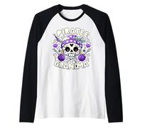 Pirata Abuela cráneo y Huesos Cruzados Mujeres Lindas Camiseta Manga Raglan