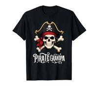 Pirata Abuelo Calavera y Huesos Cruzados Familia Halloween Camiseta gráfica económica, Hombre, Negro, L