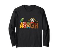 Pirata Arrgh Parrot Skull Hat Adventure Style Ocean Lovers Manga Larga