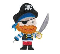 Pirata con Sable Calavera - Parches Termoadhesivos, Tamaño: 6,7 x 8,5 cm