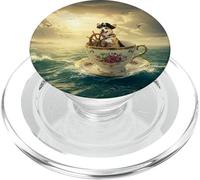 Pirata Corgi navegando una Taza de té Gigante a través del océano PopSockets PopGrip para MagSafe