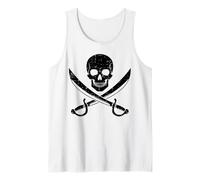 Pirata cráneo Cruzado Espadas Silueta Vintage Hombres Mujeres niños Camiseta sin Mangas