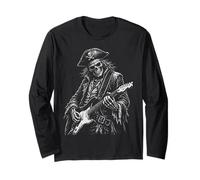 Pirata Esqueleto Guitarrista Rock Música Arte Ilustración Manga Larga