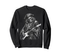 Pirata Esqueleto Guitarrista Rock Música Arte Ilustración Sudadera