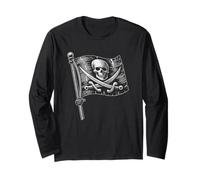 Pirata Jolly Roger Flag Skull Crossbones Habla como un pirata Manga Larga