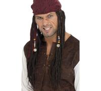 Pirata Marrón Peluca Con Trenzas Del Caribe Rastas Disfraz Adulto