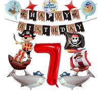 Pirata Niños Cumpleaños Globos, Decoracion Cumpleaños Globos Pirat, Globo De Barco Pirata, Océano Tiburón Helio Globo, Pirata Temática Cumpleaños Decoracion (7)