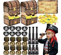 Pirata Relleno Piñatas de Cumpleaños Infantil con Telescopio, Brújula, Parche de Ojo Pirata, Bolsa de Regalo, Pirata Regalos Invitados Cumpleaños Detalles para Cumpleaños Infantiles Niños Niñas