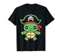 Piratas de calavera de Minimalista simple Tortuga pirata Camiseta
