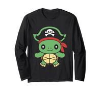 Piratas de calavera de Minimalista simple Tortuga pirata Manga Larga