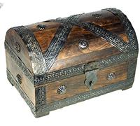 Brynnberg - Caja de Madera Cofre del Tesoro Pirata de Estilo Vintage, Hecha a Mano, Diseño Retro 24x16x16cm