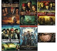 Piratas del Caribe 5 DVD Collection One 1 Two 2 Three 3 Four 4 Five 5 Johnny Depp incluye mapa del tesoro impresión brillante borde festoneado tarjeta artística