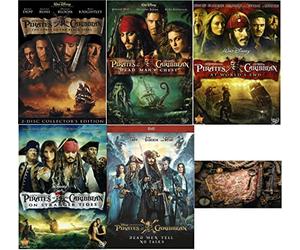 Piratas del Caribe 5 DVD Collection One 1 Two 2 Three 3 Four 4 Five 5 Johnny Depp incluye mapa del tesoro impresión brillante borde festoneado tarjeta artística