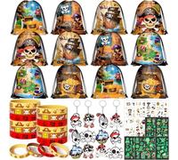 Piratas Detalles Cumpleaños Niños Relleno Piñata Bolsas Cumpleaños Infantil Pulseras Tatuajes Temporales Niños Llaveros Regalitos Cumpleaños Invitados Niños Pack Regalos Juguetes Piñata