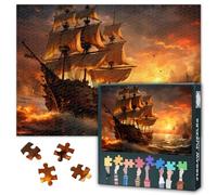 Piratas místicos 1000 piezas rompecabezas de arte náutico barco legendario en lago tormentoso 27.5x19.7 pulgadas