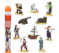 Piratas TOOB | 10 Figuras: Pata de Palo Pirata, Dama Pirata, Esqueleto, Balas de Cañón, Cañón, Barco Pirata | Juguetes Educativos para Niños | No tóxicas y Libres de BPA | Apto para Niños de 3+ | Safari Ltd