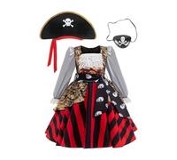 Pirate Costume Girl 5 Piece Set Hat Eye Patch Soft Cosplay Halloween Outfit