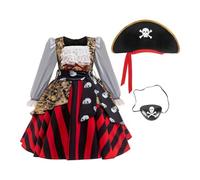 Pirate Costume Girl 5 Piece Set Hat Eye Patch Soft Cosplay Halloween Outfit