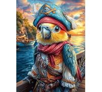 Pirate Loro en el Bosque mágico Rompecabezas 300 Piezas Cartón Grueso para Parejas Cuento de Hadas de Animales y Plantas para Enmarcar Decoración Mural Pieza De Colección Original 300