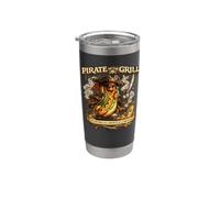 Pirate of the Grill Hot Dog Maestro de la Parrilla Regalo Vaso térmico de acero inoxidable de doble pared