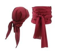 Pirate Sash - Juego de 2 piezas de banda pirata y pañuelo para la cabeza, cinturón de lino renacentista medieval, rojo, talla única