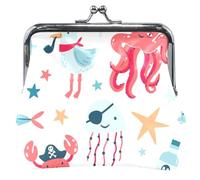 Pirate Sea Creatures - cartera de piel para mujer, diseño de criaturas, color blanco, Pirata Sea Criatures White, UNITALLA, Classic, Pirata Sea Criatures White, UNITALLA, Classic