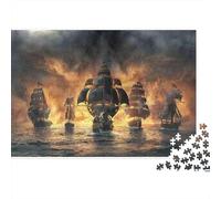 Pirate Ship Battle 100% Recycled Cardboard Dark Ghost Pirates 1000 Piece Puzzle for Adults The Impossible Challenge 38x26cm/1000pcs
