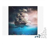 Pirate Ship Battle Colourful Underwater Ghost Ship 1000 Pieces Jigsaws Adults The Impossible Challenge Home Activity 38x26cm/1000pcs