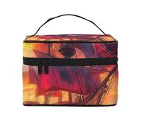 Pirate Ship in The Sunset - Bolsa de maquillaje de viaje - Organizador portátil de artículos de tocador con compartimentos con cremallera para cepillos, botellas y cuidado de la piel