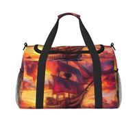 Pirate Ship in The Sunset - Bolsa de viaje compacta resistente al agua para deportes, gimnasio y fin de semana para hombres y mujeres