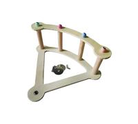 Pirate Ship Wooden Parrot Swing Perch, Interactive Running Wheel, Bird Cage Resting and Climbing Toy for Indoor Pet Exercise in Living Room or Bedroom, 9.45x3.94x7.87 Inches