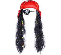 Pirate Wig Hombro Pirata Conjunto de disfraces Pirate de rastas Patch Patch Bandana Capitán Capitán Fantil las bocadas de calavera de cabello