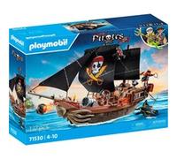 PLAYMOBIL Pirates 71530 Gran Barco Pirata, emocionante Batalla Naval y búsqueda Secreta de Tesoros en Alta mar, Incluyendo cañones, proyectiles y Ancla, Juguetes para niños a Partir de 4 años