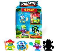 PIRATIX Adventure World Serie Crazy Jungle, Pack de 4 - Contiene 4 Piratix: 1 neón y 1 Sorpresa; y 4 Accesorios neón. Pack 4 de 6