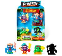 PIRATIX Adventure World Serie Crazy Jungle, Pack de 4 - Contiene 4 Piratix: 1 neón y 1 Sorpresa; y 4 Accesorios neón. Pack 5 de 6