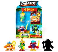 PIRATIX Adventure World Serie Crazy Jungle, Pack de 4 - Contiene 4 Piratix: 1 neón y 1 Sorpresa; y 4 Accesorios neón. Pack 6 de 6