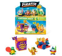 PIRATIX Golden Treasure Series - Capitán Pack King Roar. Incluye 4 Piratix; 1 capitán Dorado y 1 Pirata Sorpresa, 4 Accesorios, 1 Fortaleza, 1 cañón, 2 Tesoros exclusivos y 2 Banderas. Paquete 2 de 6