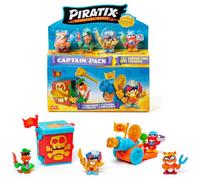 PIRATIX Adventure World Serie Golden Treasure-Captain Pack Tina Thunder.Incluye 4 Piratix;capitán Dorado y piratix Sorpresa,4 Accesorios,Fortaleza, cañón,2 Tesoros exclusivos y 2 Banderas.Pack 3 de 6