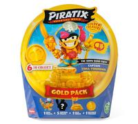 PIRATIX, Adventure World Serie Golden Treasure - Gold Pack ,The Champs Crew. Incluye 5 Piratix sorpresa, 1 tesoro exclusivo, 1 bandera, 1 podio, 6 accesorios y el capitán dorado King Hat Trick