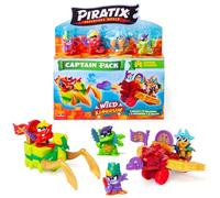 PIRATIX Adventure World Serie Wild Kingdom, Captain Pack Diamond - Incluye 4 Piratix, 1 capitán Dorado, 4 Accesorios ‘Color Change’, 1 Buggy, 1 Ballesta, 2 Tesoros exclusivos, 2 Banderas. Pack 1/6