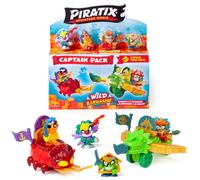 PIRATIX, ADVENTURE WORLD Serie Wild Kingdom, Captain Pack Hard Rock - Incluye 4 Piratix, 1 capitán Dorado, 4 Accesorios Color Change, 1 Buggy, 1 Ballesta, 2 Tesoros exclusivos, 2 Banderas, Pack 3/6
